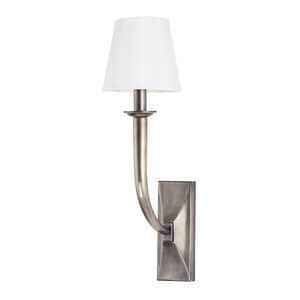 Vienna 1 Light 6 inch Aged Silver Wall Sconce Wall Light in White Faux Silk