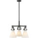 Newton Cone 3 Light 20.38 inch Matte Black Pendant Ceiling Light in Matte White Glass