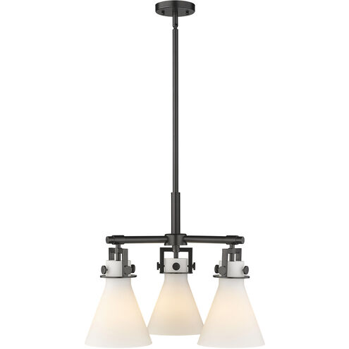 Newton Cone 3 Light 20.38 inch Matte Black Pendant Ceiling Light in Matte White Glass