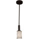 Wire Glass LED 4 inch Matte Black Pendant Ceiling Light in 700 Lm LED, Grid with Opal, Cylinder with Flat Rim
