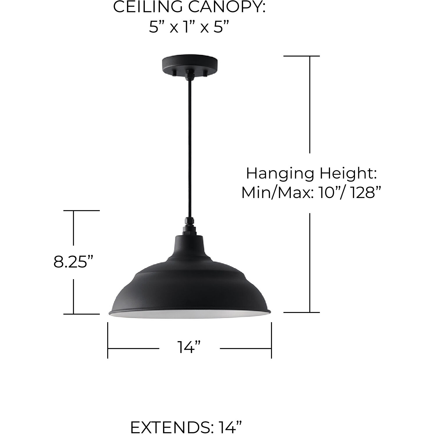 RLM 1 Light 14 inch Black Outdoor Hanging Lantern