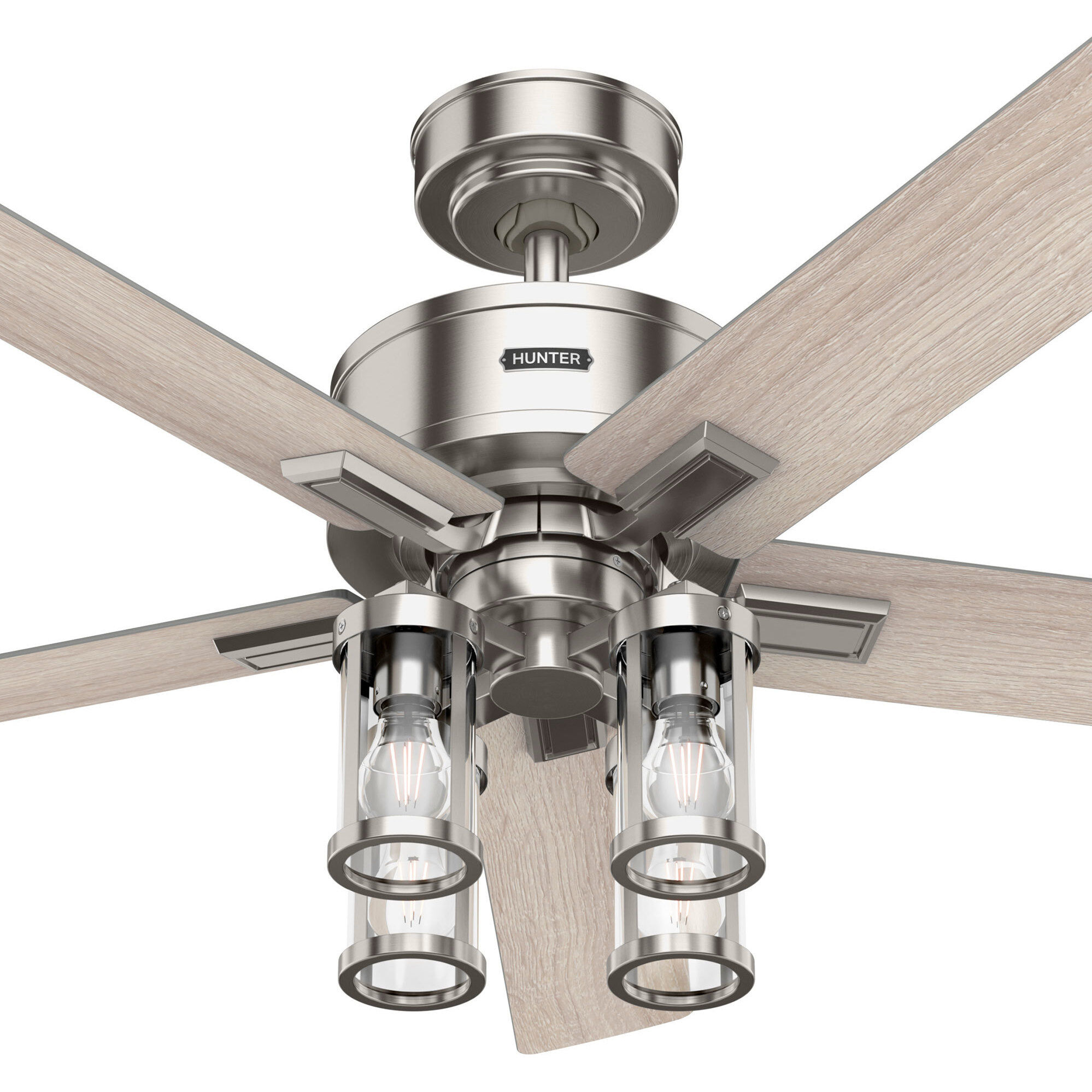 Astwood II 52 inch Brushed Nickel with Light Oak Blades Ceiling Fan