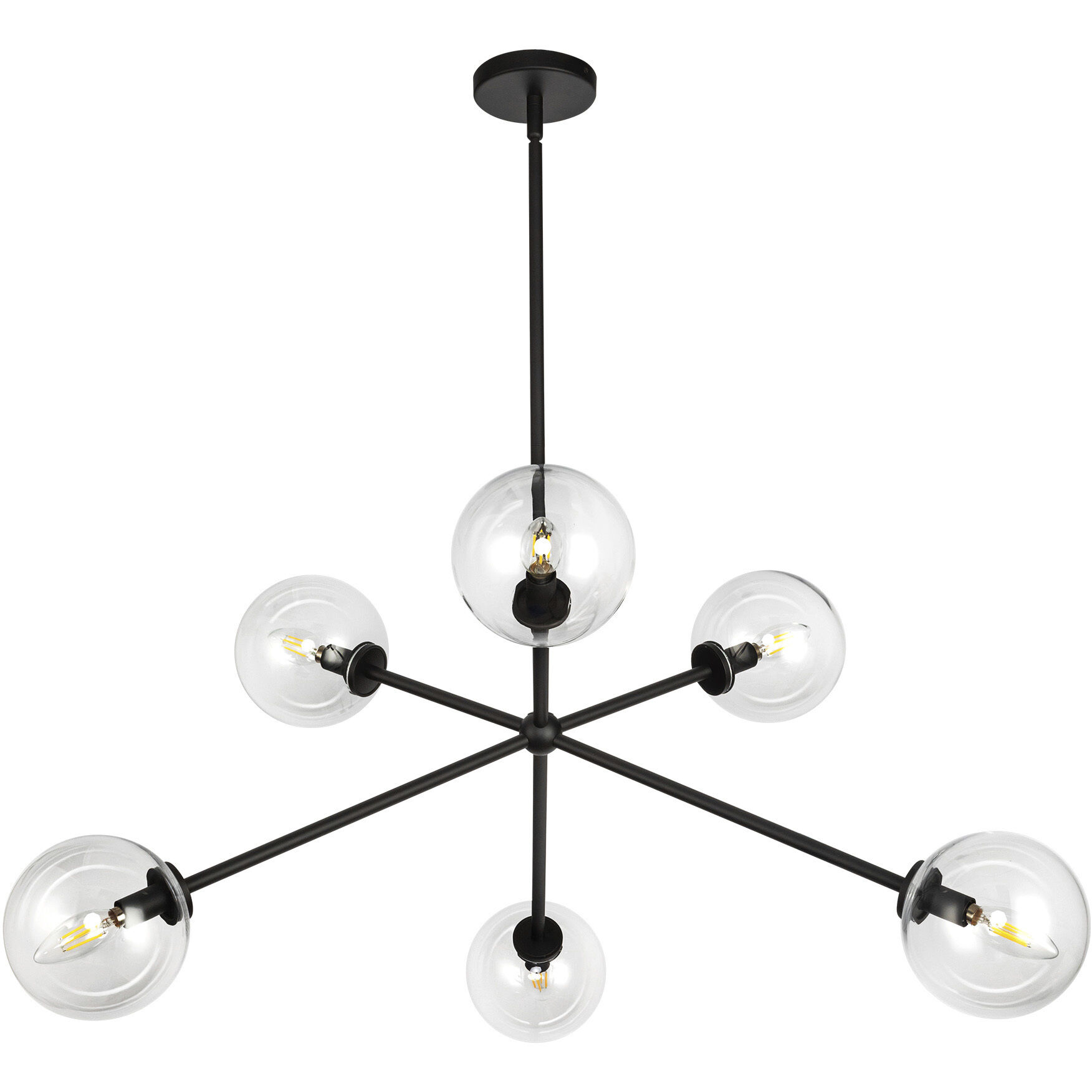 Alora Mood Cassia 6 Light 39.5 inch Matte Black/Clear Glass Chandelier Ceiling Light