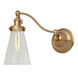 Soho Barclay 13 inch 100 watt Satin Brass Swing Arm Wall Sconce Wall Light in Clear Glass, Rubbed Brass, Half Swing