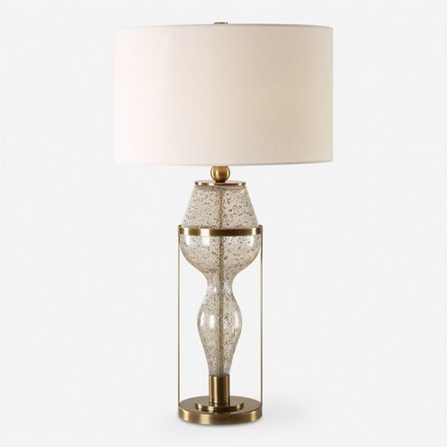 Out Of Time 29.75 inch 150.00 watt Seeded Glass with Gray Flecks and Antiqued Brass Table Lamp Portable Light