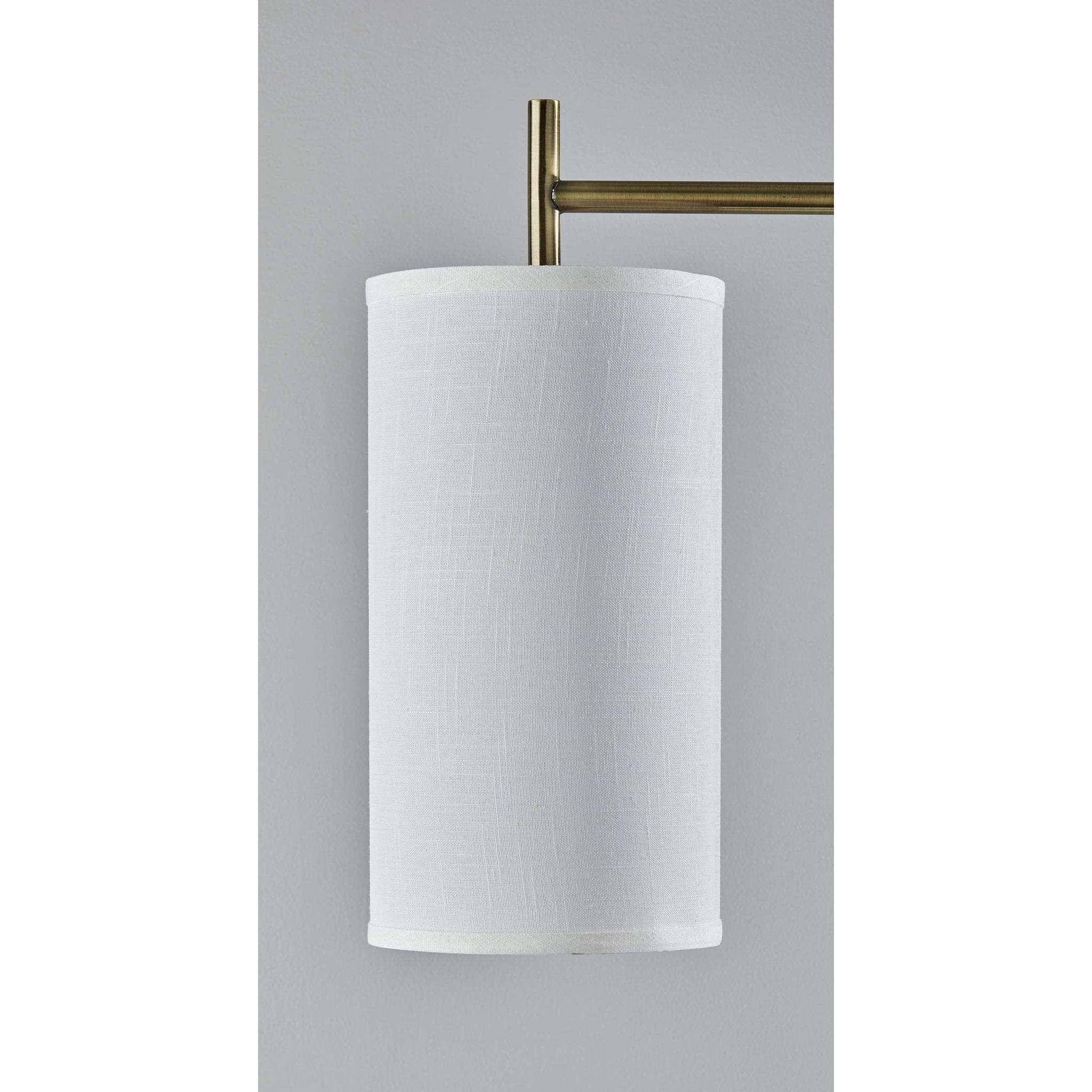 Zion 65 inch 100 watt Antique Brass Floor Lamp Portable Light in White Textured Fabric