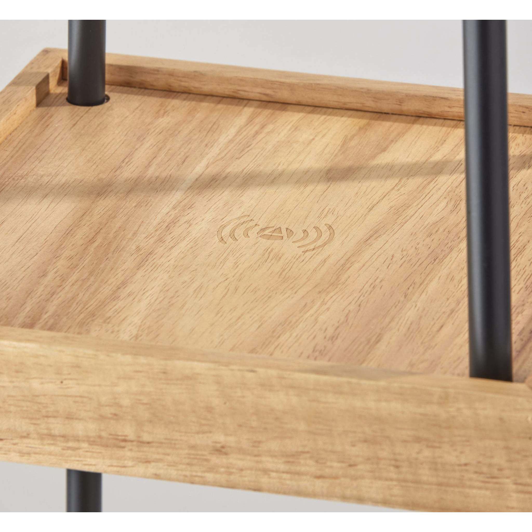 Henry 63 inch 150.00 watt Black / Natural Wood Shelf Floor Lamp Portable Light, AdessoCharge