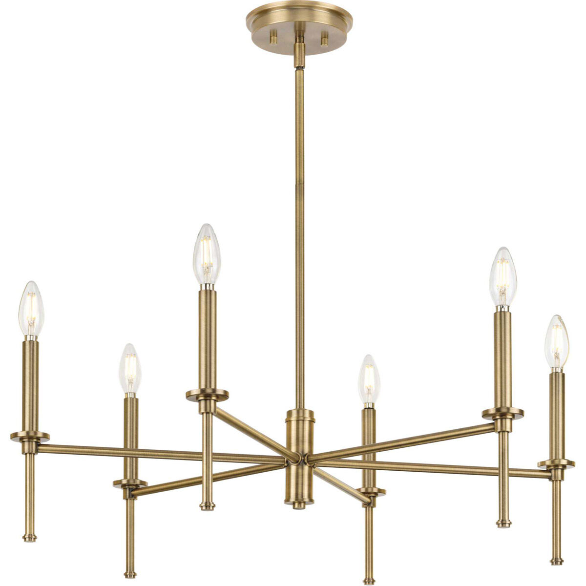 Elara 6 Light 30 inch Vintage Brass Chandelier Ceiling Light