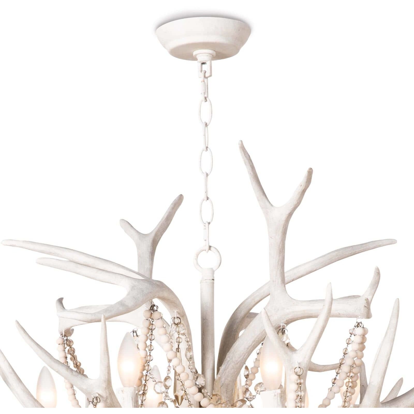 Cheyanne 12 Light 34 inch White Antler Chandelier Ceiling Light, Antler