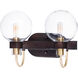 Bauhaus 2 Light 16 inch Bronze/Satin Brass Bath Vanity Wall Light