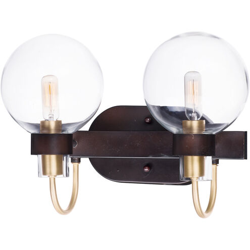 Bauhaus 2 Light 16 inch Bronze/Satin Brass Bath Vanity Wall Light