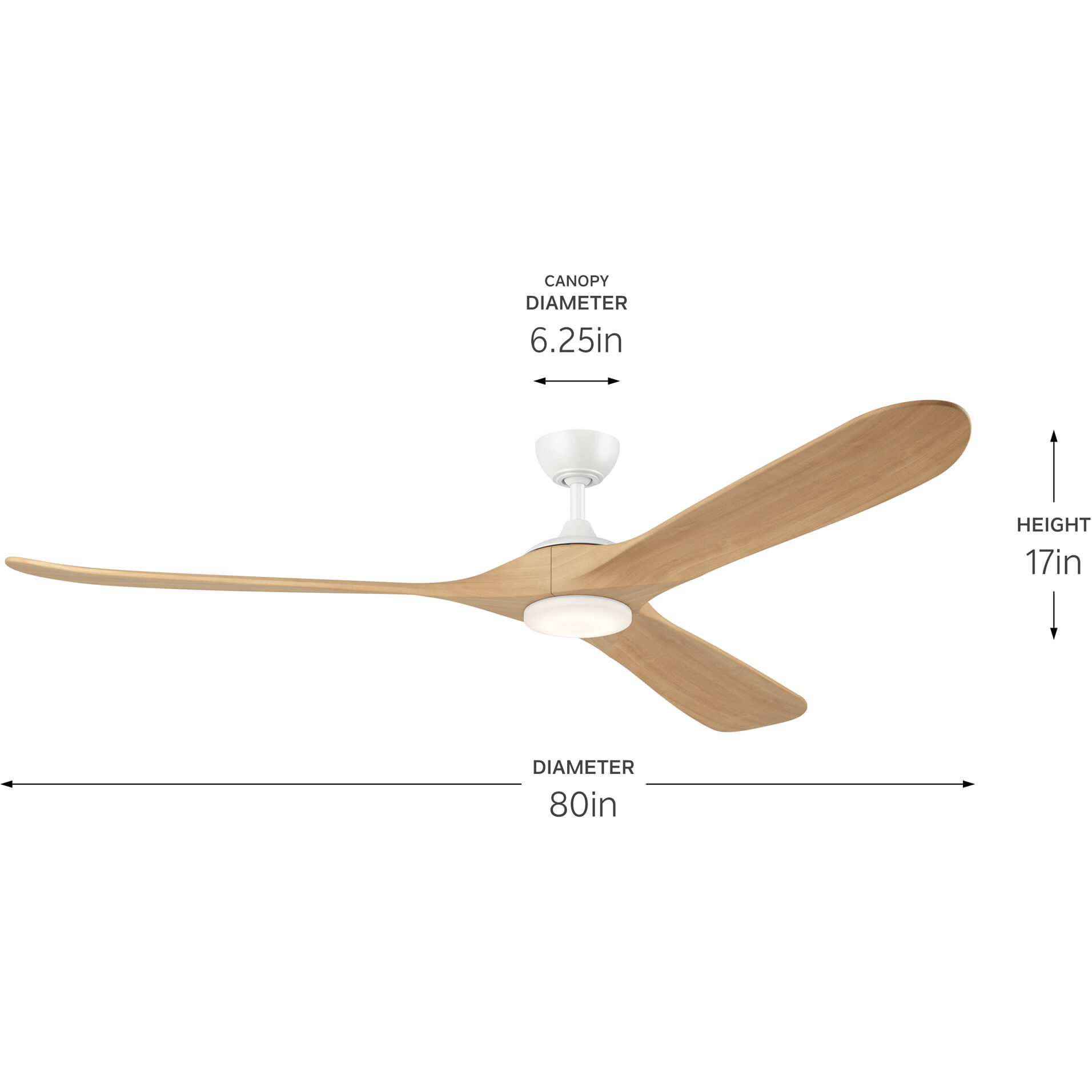 Mylo 80 inch Matte White with White Maple Blades Ceiling Fan