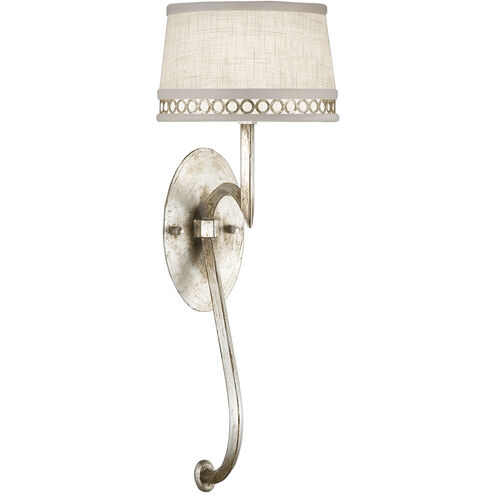 Allegretto Sconce Wall Light in Silver, White Textured Linen