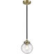 Nouveau Beacon 1 Light 6 inch Black Antique Brass Mini Pendant Ceiling Light in Seedy Glass, Nouveau