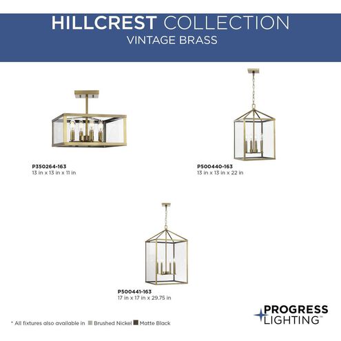 Hillcrest 4 Light 17 inch Vintage Brass Foyer Light Ceiling Light