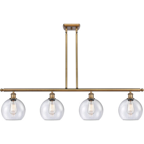Ballston Athens 4 Light 48 inch Brushed Brass Island Light Ceiling Light in Seedy Glass, Ballston