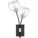 Pierre 2 Light 20 inch Polished Nickel and Matte Black with Glass Wall Sconce Wall Light