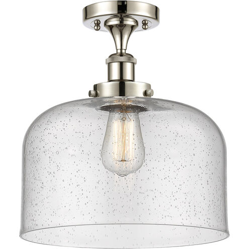 Ballston X-Large Bell 1 Light 8 inch Polished Nickel Semi-Flush Mount Ceiling Light in Seedy Glass