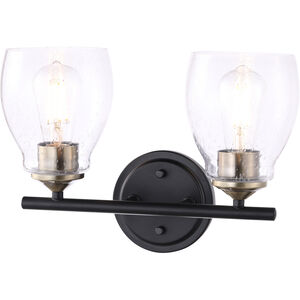 Winsley 2 Light 14 inch Coal And Stained Brass Bath Light Wall Light