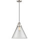 Franklin Restoration Cone LED 12 inch Brushed Satin Nickel Mini Pendant Ceiling Light in Clear