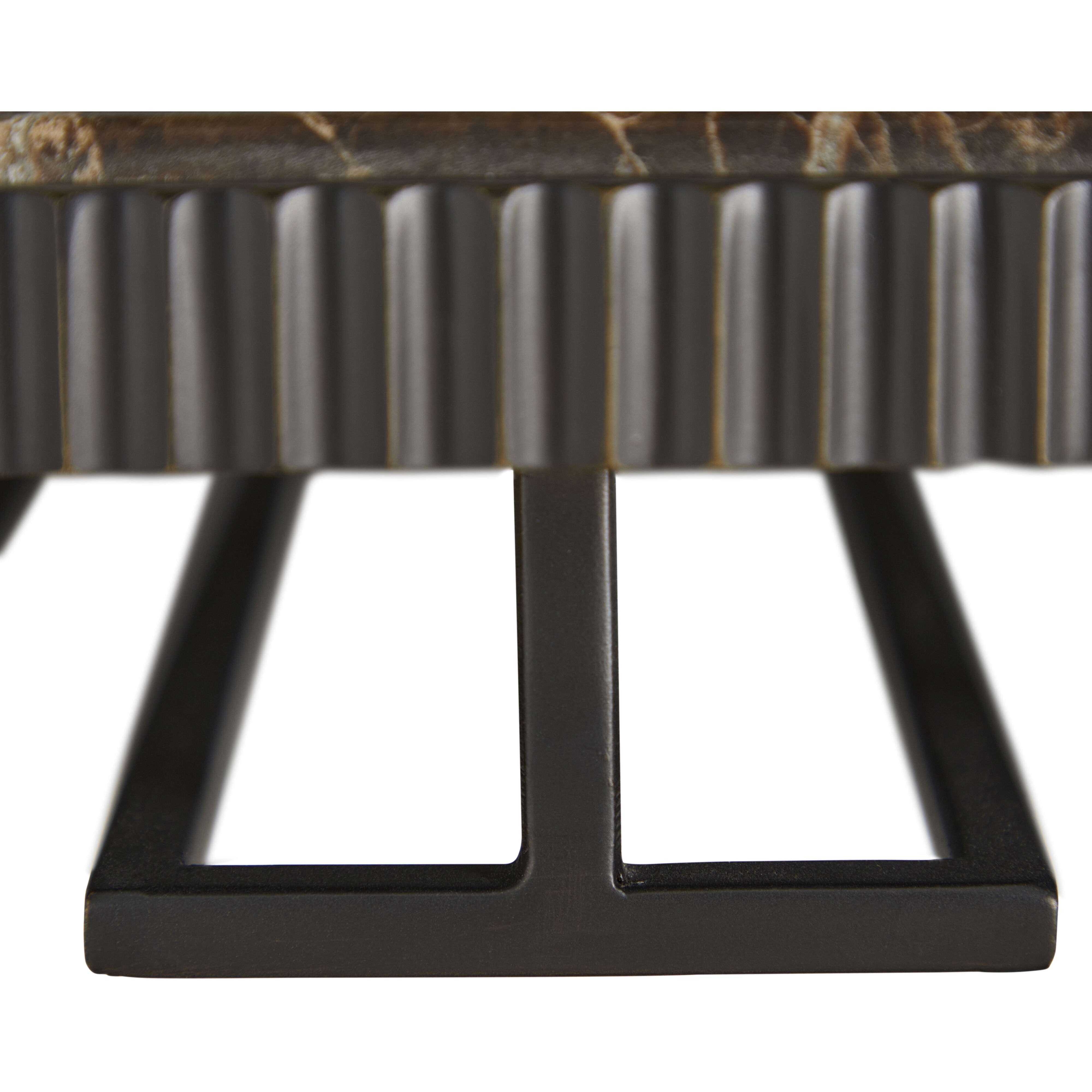 Ariana Forged Antique Bronze and Marron Imperial Marble Bar Console