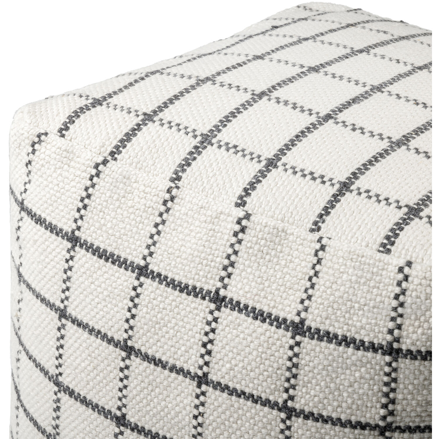 Charmaine 18 inch Off-White/Light Silver/Light Grey/Sterling Grey Pouf