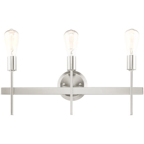 Prague 3 Light 23.5 inch Brushed Nickel Vanity Sconce Wall Light