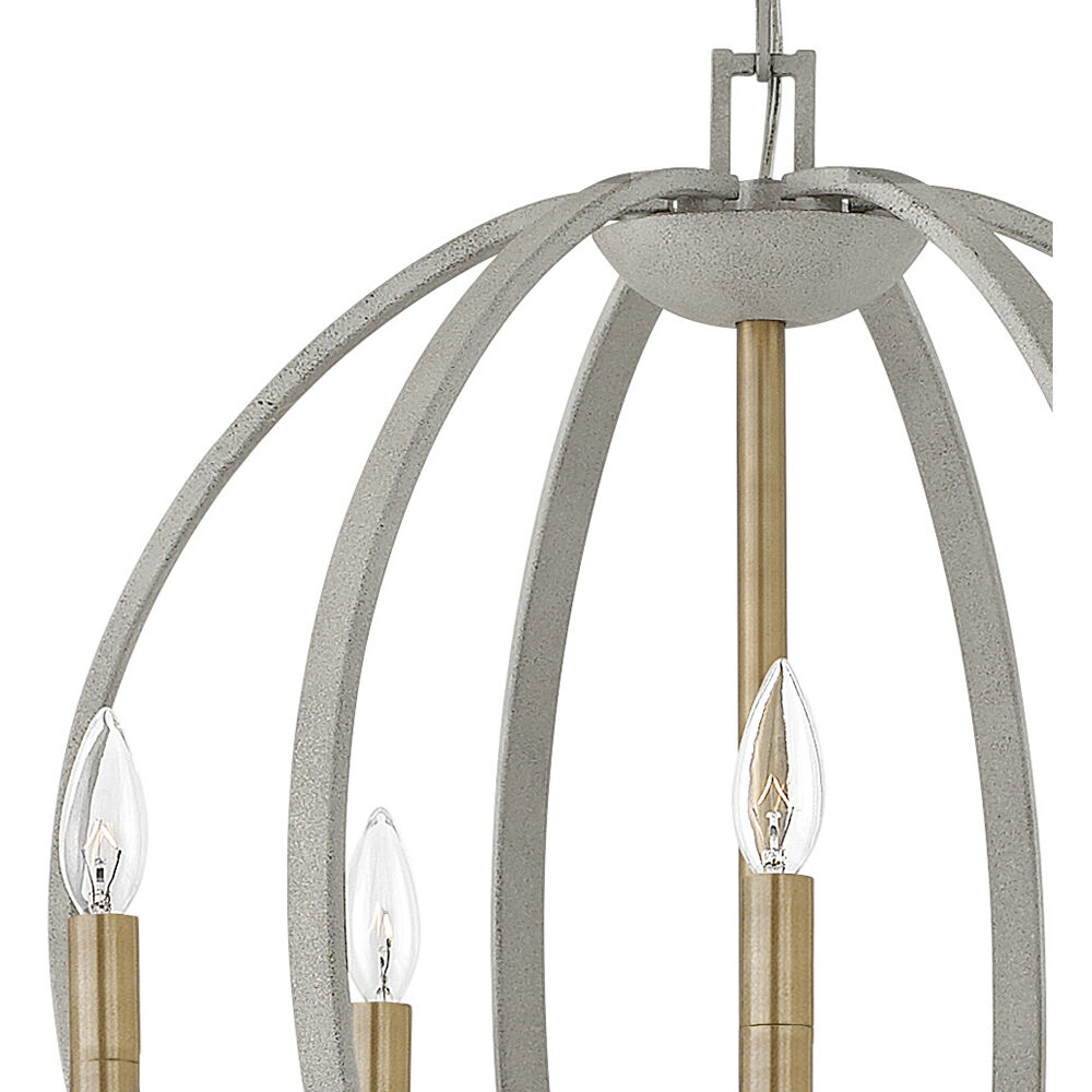 Euclid 6 Light 21.25 inch Cement Gray with Brushed Gold Indoor Chandelier Ceiling Light