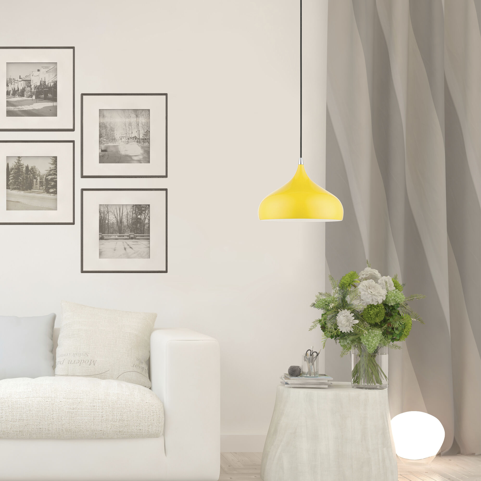 Amador 1 Light 12 inch Shiny Yellow with Polished Chrome Accents Pendant Ceiling Light