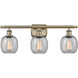 Ballston Belfast 3 Light 26 inch Antique Brass Bath Vanity Light Wall Light in Incandescent, Seedy Glass, Ballston