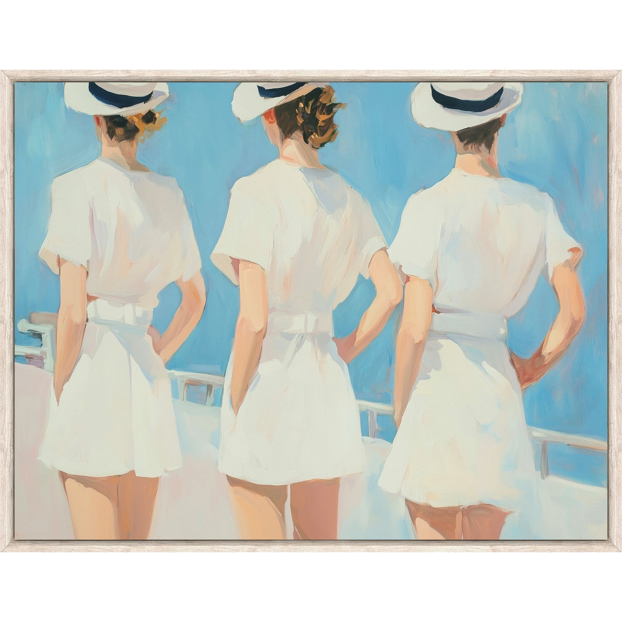 Paragon White and Blue and Brown and Multi Canvas
