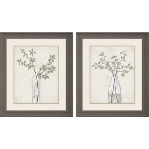 Florals Green and Brown and Gray Framed Art