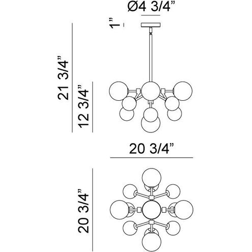 Novu LED 20.75 inch Aged Gold Brass Chandelier Ceiling Light