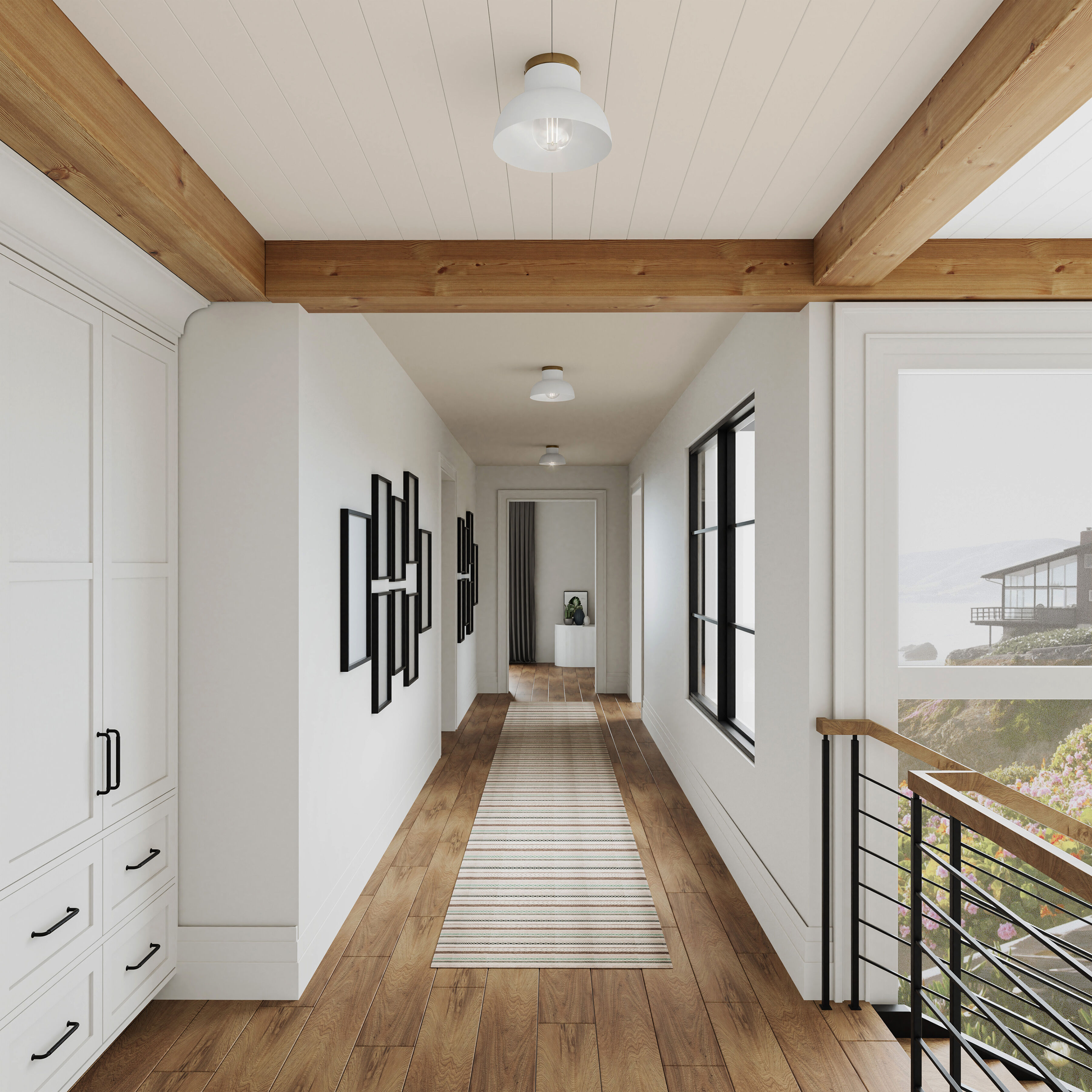 Lewellen 1 Light 10 inch Matte White with Brushed Gold Semi Flush Mount Ceiling Light