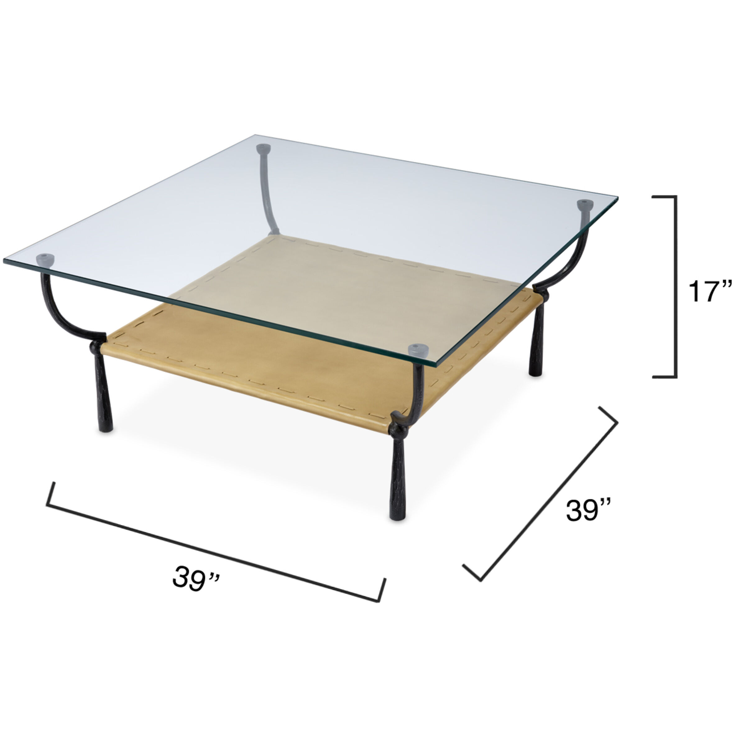 Renzo 39 X 17 inch Black and Cashew Leather Coffee Table