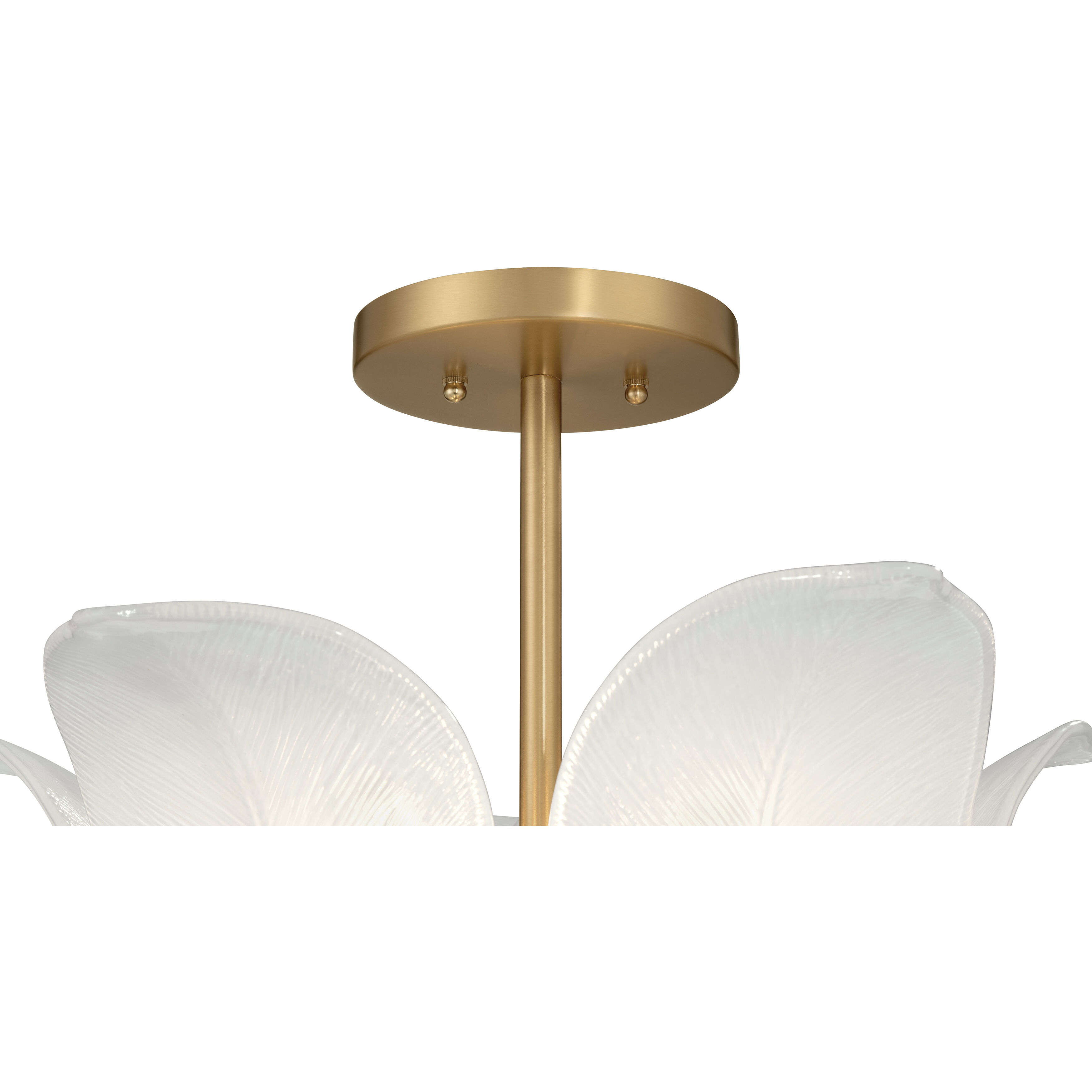 Orchid 5 Light 18 inch Legacy Brass Semi-Flush Mount Ceiling Light in White Handmade Glass