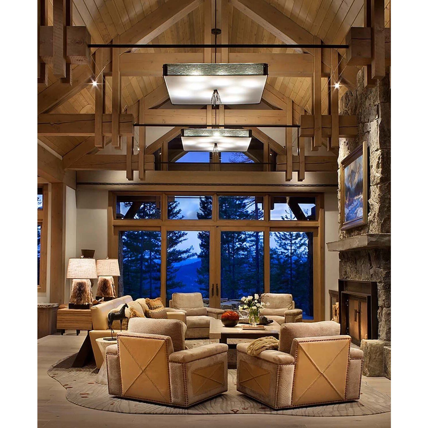 Ironwood 4 Light 24 inch Beige Silver Chandelier Ceiling Light in Metallic Beige Silver, Smoke Granite, Square