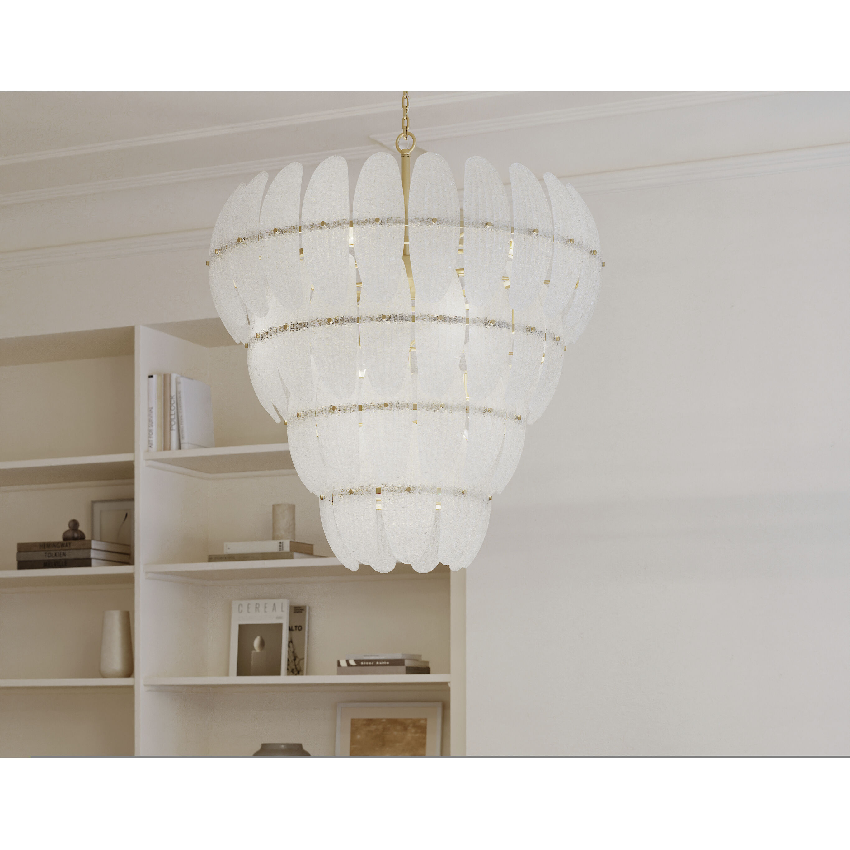 Marclaire 15 Light 32.75 inch Legacy Brass Pendant Ceiling Light in Clear Textured Handmade Glass