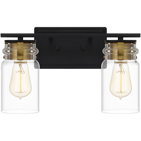 Keesey 2 Light 14 inch Matte Black Bath Light Wall Light
