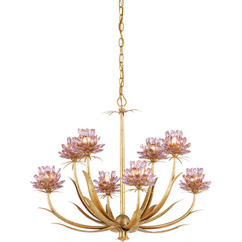 Marilee 8 Light 29.5 inch Pink/Dutch Gold Leaf Chandelier Ceiling Light, Medium