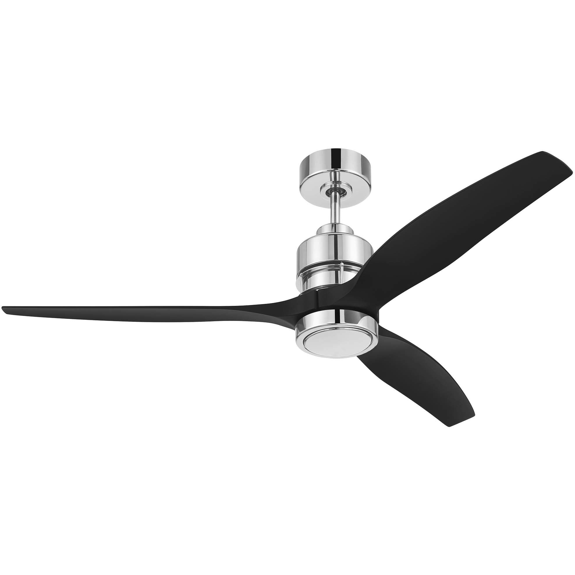 Sonnet 52 inch Polished Nickel with Flat Black Blades Ceiling Fan, Blades Included