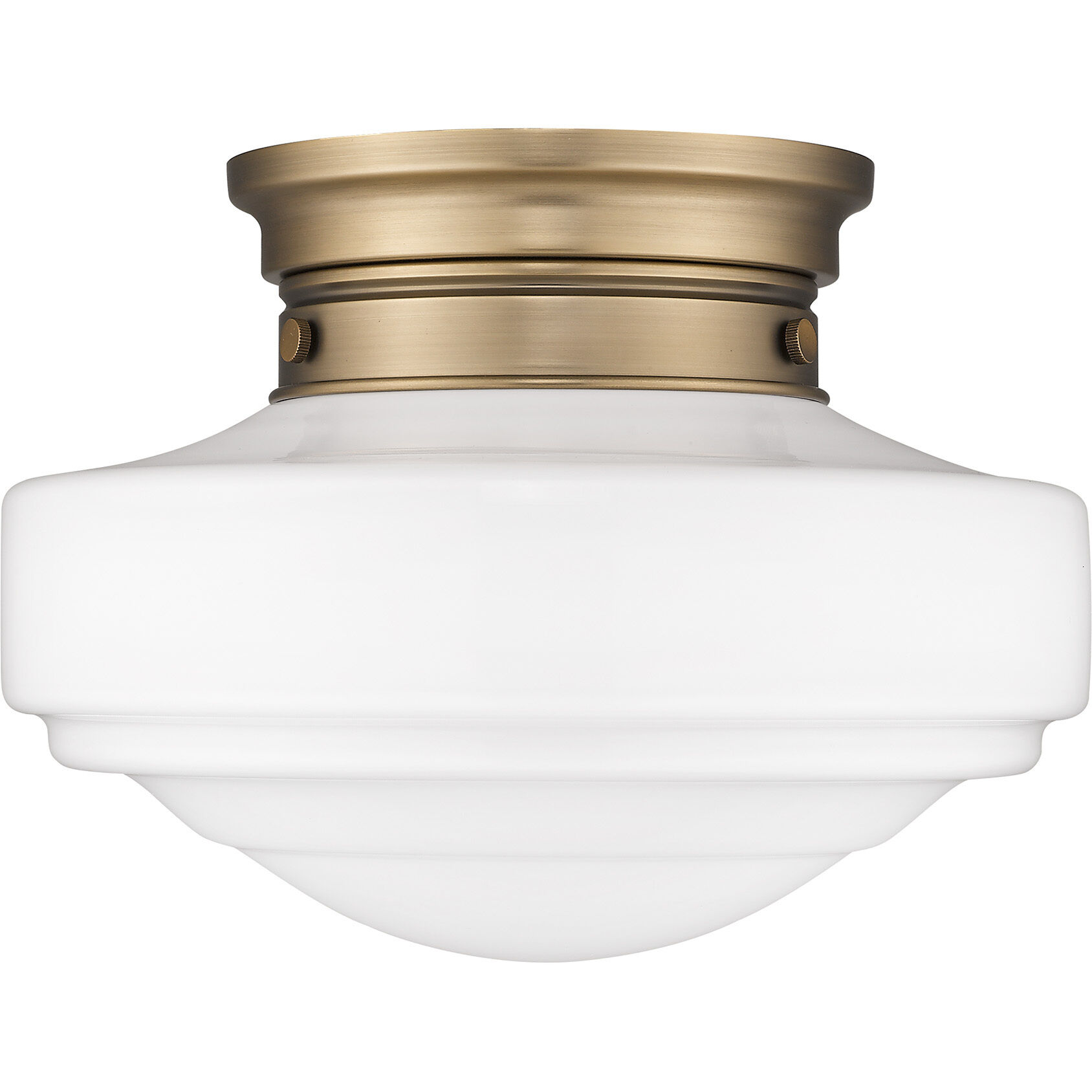Ingalls 1 Light 12 inch Modern Brass Semi-Flush Mount Ceiling Light in Vintage Milk Glass