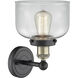 Bell Sconce Wall Light in Black Antique Brass, Clear