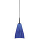 Zara 1 Light 3.9 inch Chrome Pendant Ceiling Light in Blue Glass