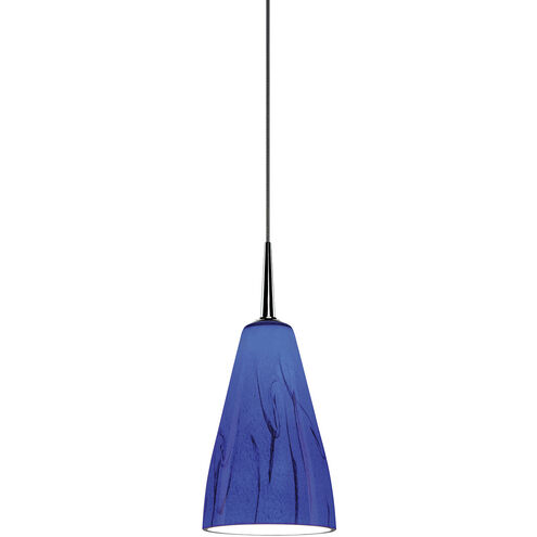 Zara 1 Light 3.9 inch Chrome Pendant Ceiling Light in Blue Glass