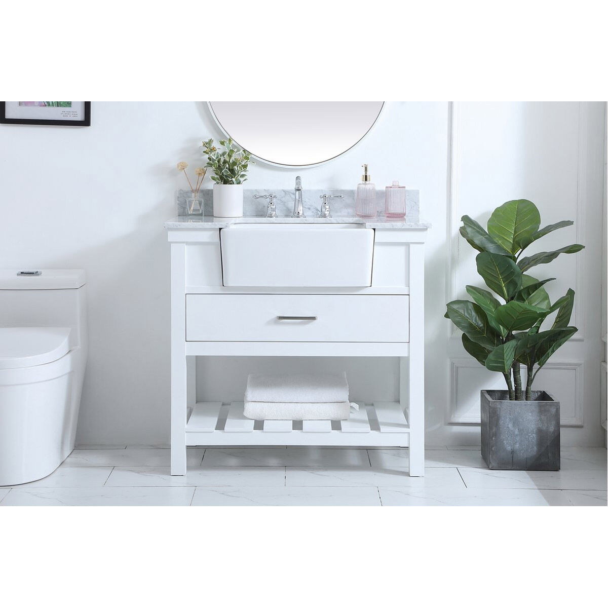 Clement 36 X 22 X 34 inch White Bathroom Vanity Cabinet
