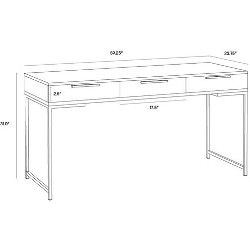 Rebel 59.25 X 23.75 inch Champagne Gold / Cream Desk