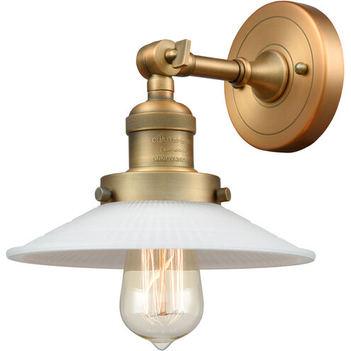 Franklin Restoration Halophane 1 Light 9 inch Brushed Brass Sconce Wall Light in Matte White Halophane Glass, Franklin Restoration