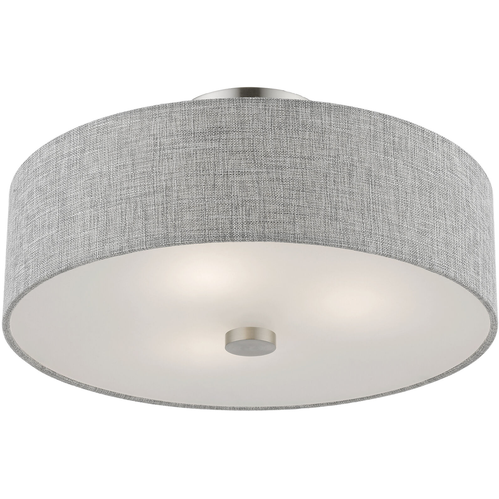 Dakota 3 Light 15 inch Brushed Nickel with Shiny White Accents Semi-Flush Ceiling Light