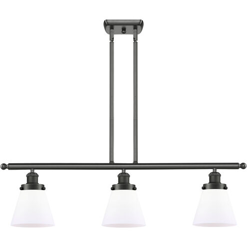 Ballston Small Cone LED 36 inch Oil Rubbed Bronze Island Light Ceiling Light in Matte White Glass, Ballston